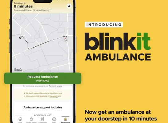 Blinkit launches 10-minute ambulance service in Gurugram for quick medical assistance Title: Blinkit 10-Minute Ambulance Service in Gurugram