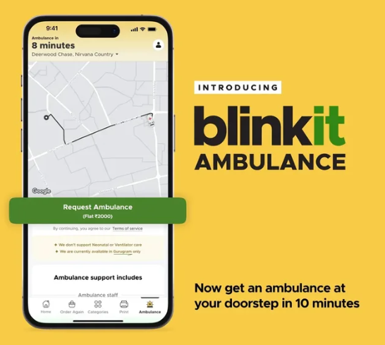 Blinkit launches 10-minute ambulance service in Gurugram for quick medical assistance Title: Blinkit 10-Minute Ambulance Service in Gurugram