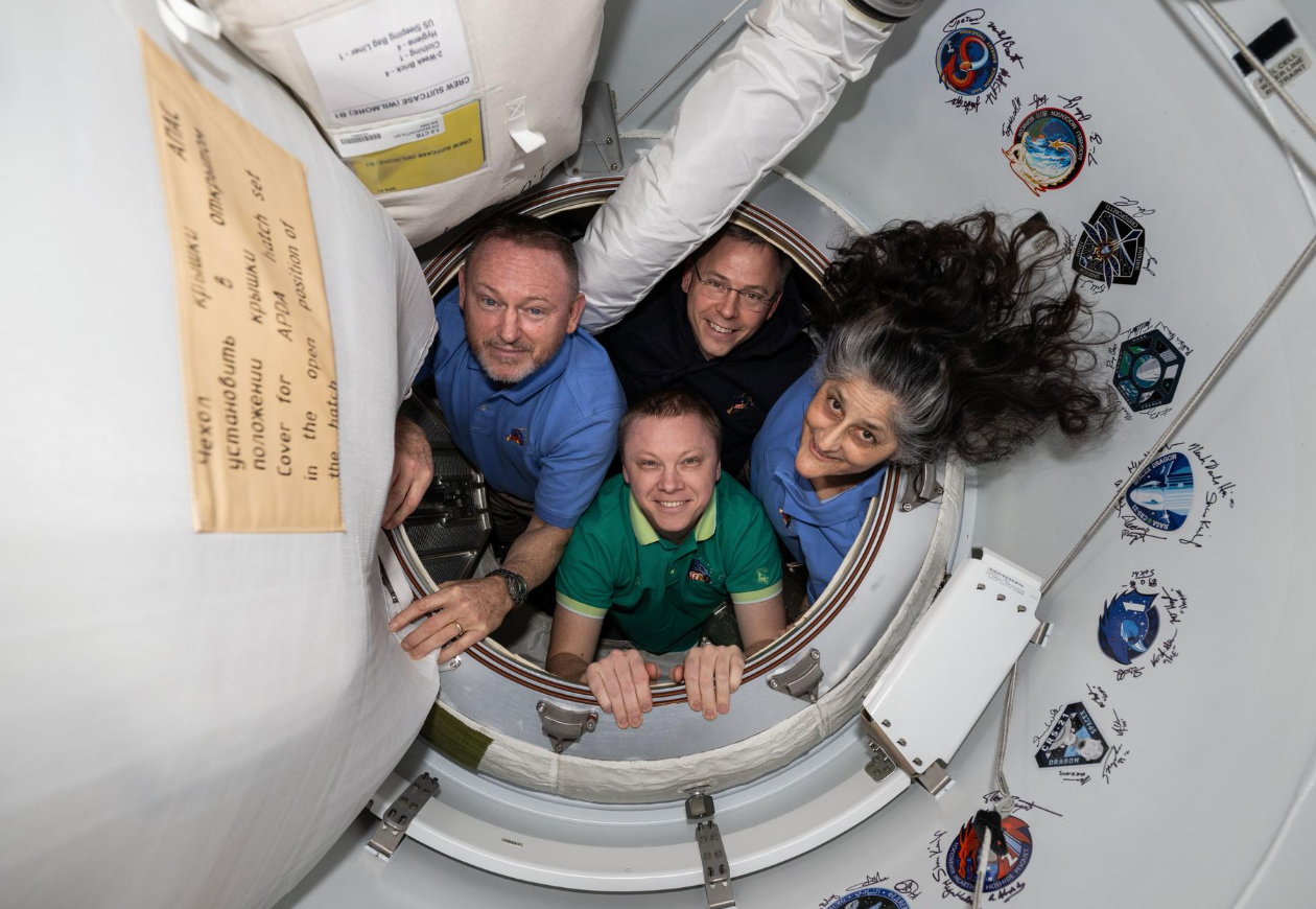 Sunita Williams and crew preparing for their return to Earth aboard SpaceX Crew Dragon spacecraft from the ISS.